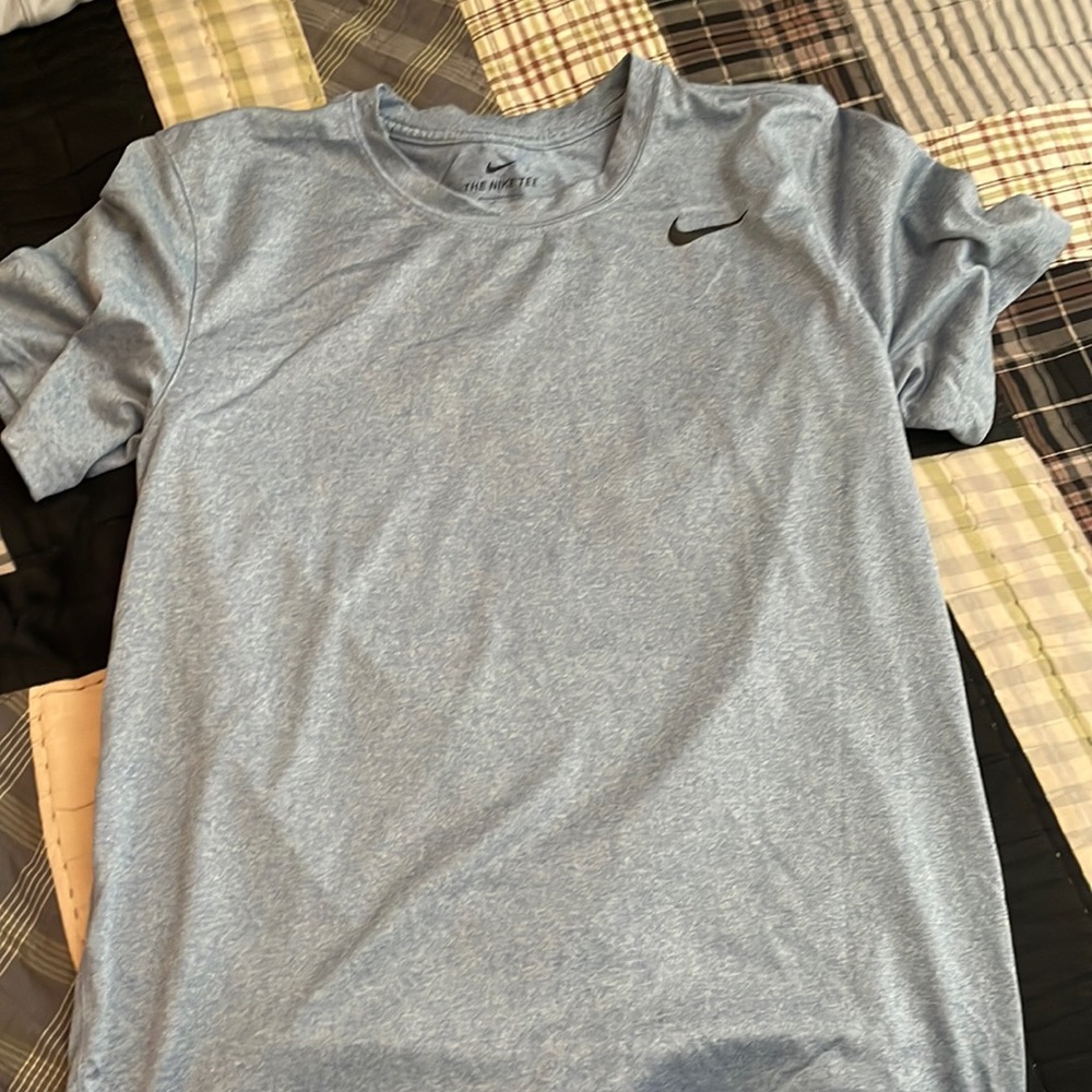 Nike dri fit light blue t shirt